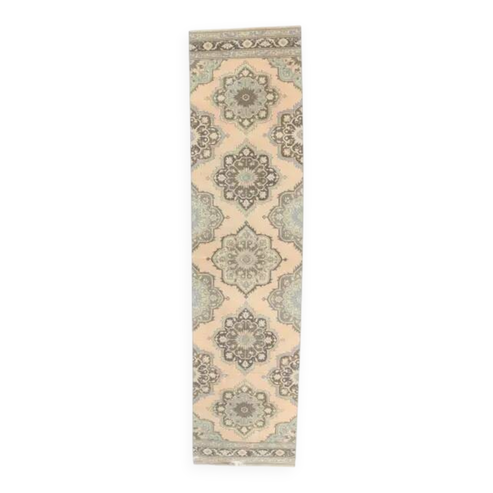 1970s Turkish Oushak Wool Runner Rug 92x373