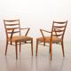Cees Braakman Dutch Design Wooden Ladder Arm Chairs & Caramel Bouclé Fabric