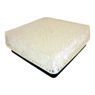 Holophane DC100 wall or ceiling light, 1960s, thick, frosted, iced glass