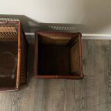 Caches-pots vintage en bois et cannage