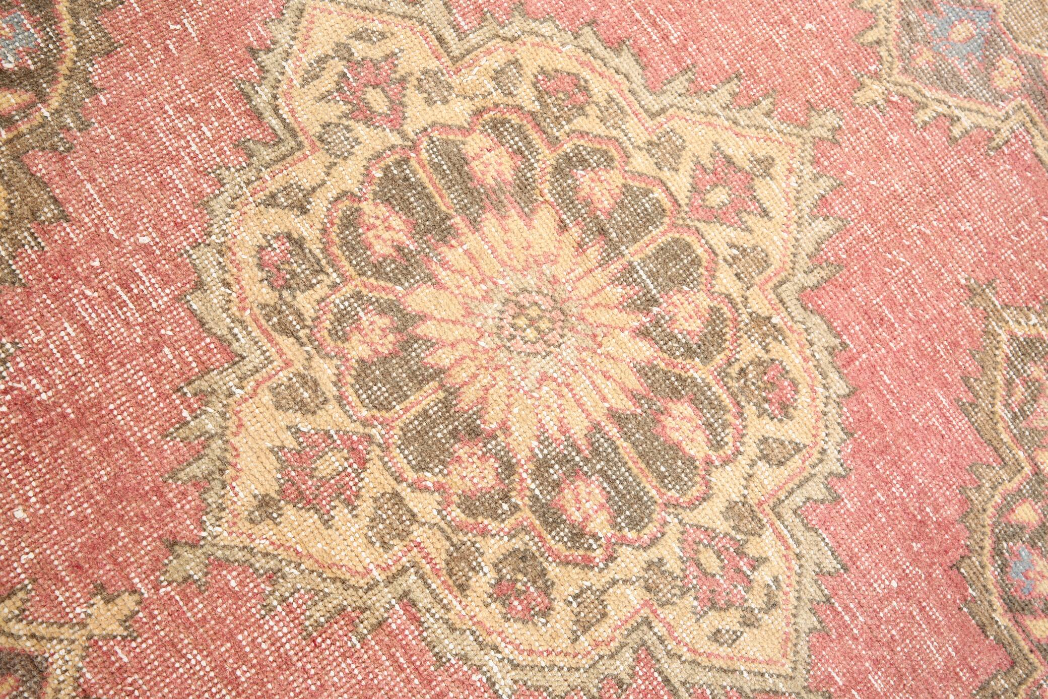 3x12 Pale Red Cream Soft Wool Vintage Runner Rug
