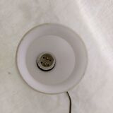 Lampe de chevet base grès émaillée globe verre blanc ancien vintage