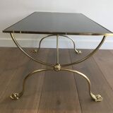 Neoclassical brass style coffee table with dolphin head decoration