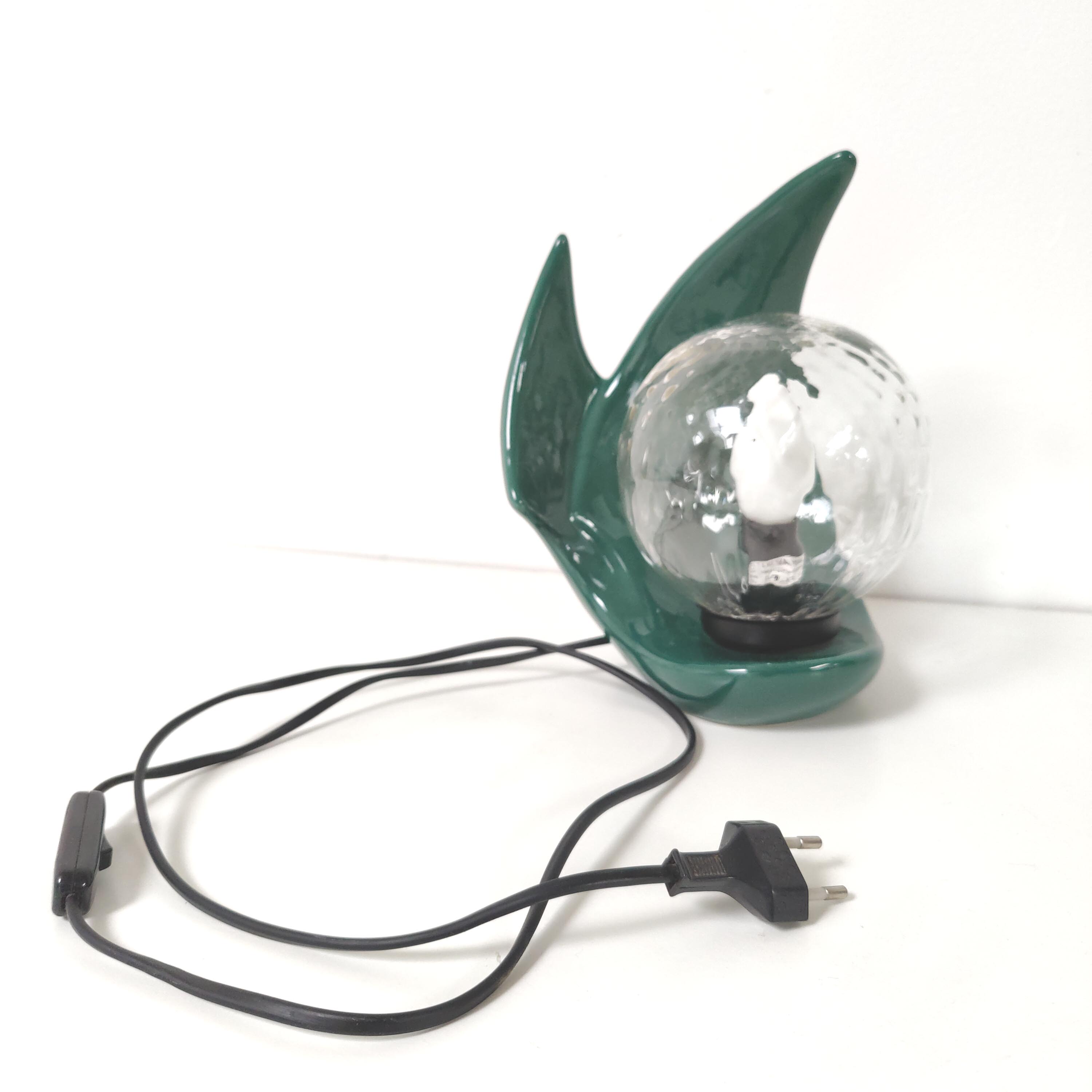 Lamp shape wave shell ceramic green glass globe