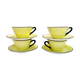 4 pastel yellow cups moulin des loups 50s
