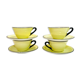4 tasses jaune pastel moulin des loups années 50