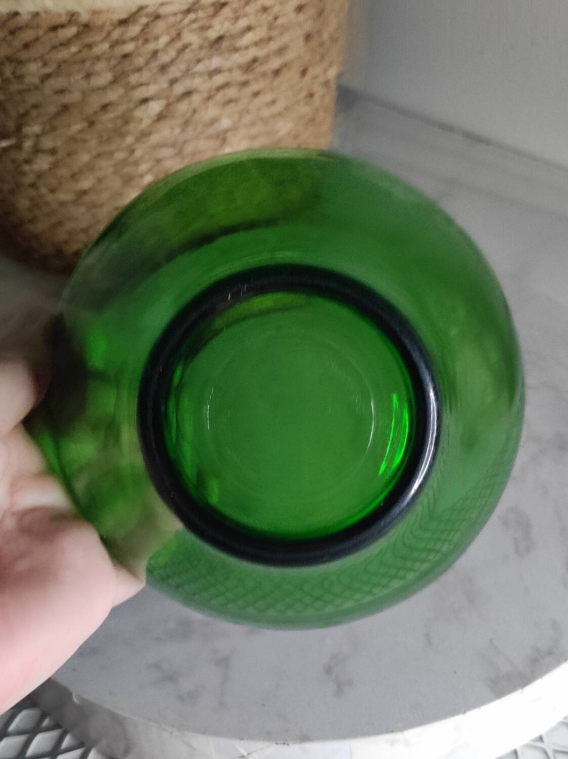 Vintage green glass bowl