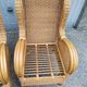 Pair of old armchairs wicker rattan & foot rest vintage year 60