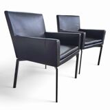 2 x Manet Minotti arm chairs 1990s / dark brown leather / chrome height 83