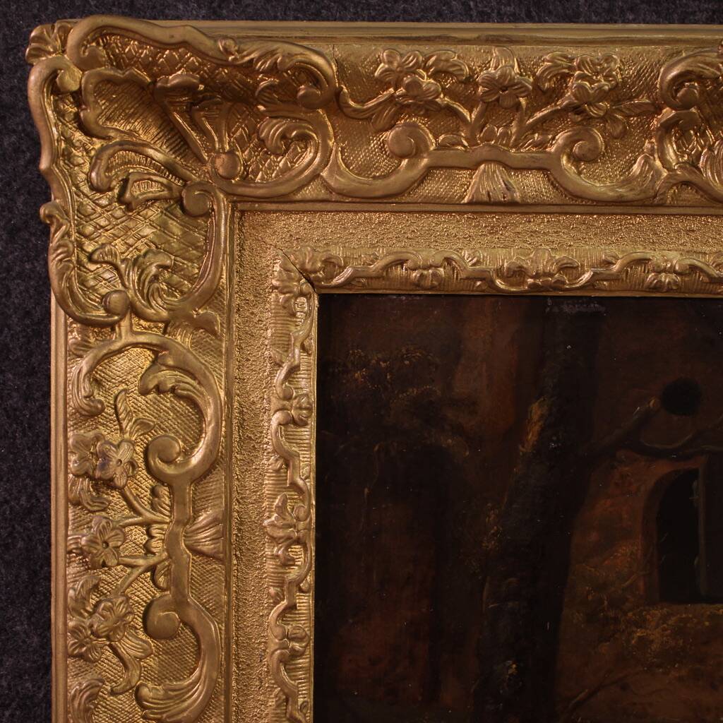 18th century Flemish painting on panel, card players