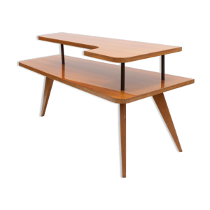Table basse tripode Sam à double plateaux style Mid-Century