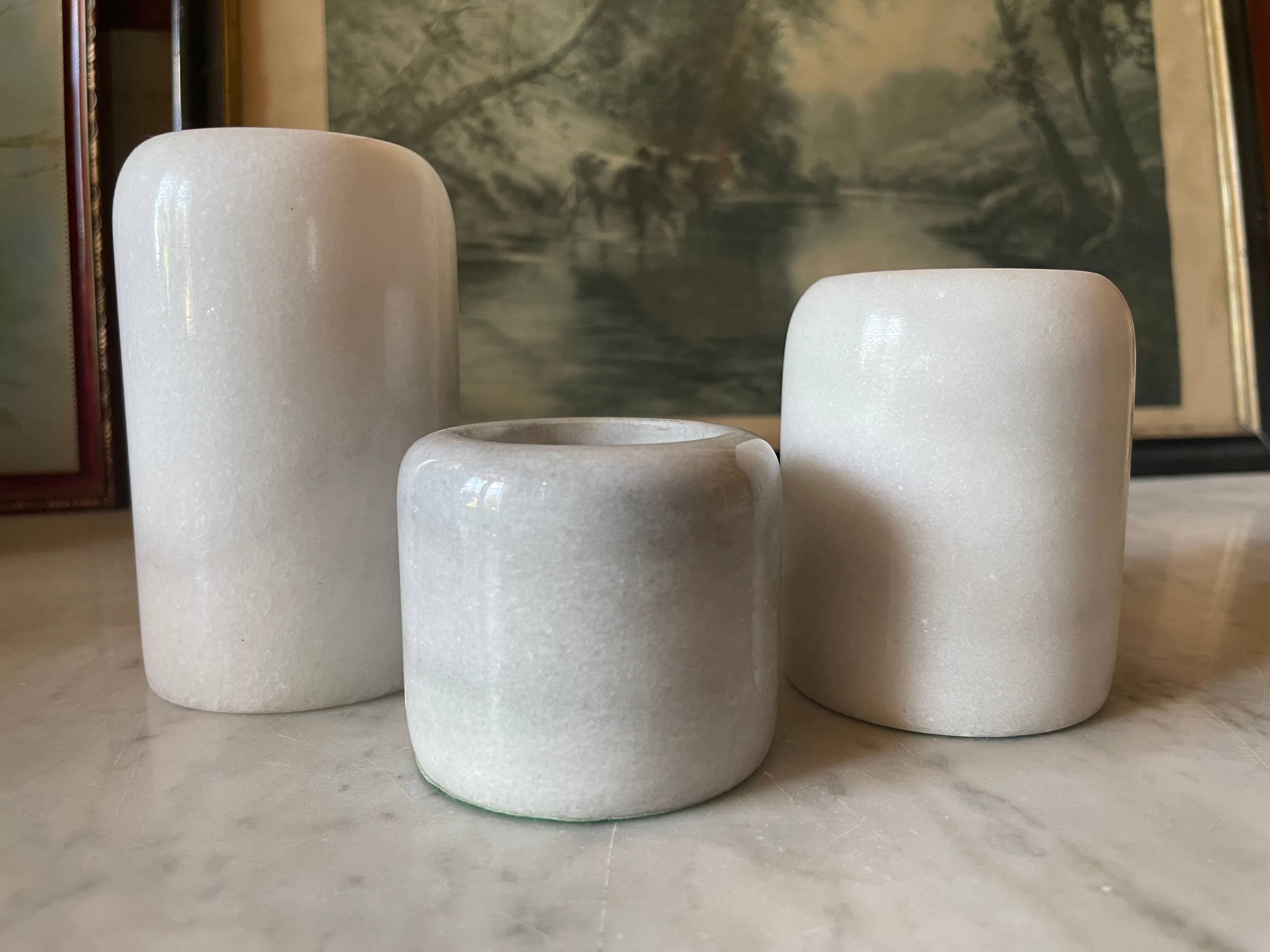Series of marble candlesticks