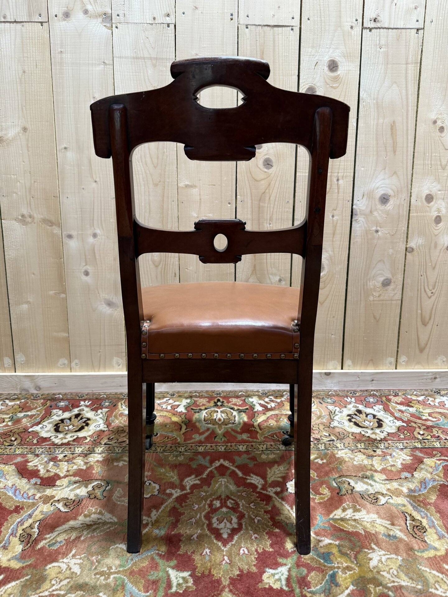 Set of 6 Napoleon III period chairs in mahogany and leather