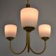 Scandinavian Modern Three-Light Pendant in Brass, Teak and Opaline Glass, 1960s