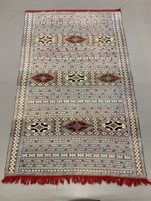 tapis Vintage Marocain Vegan Soie/Laine Berbère Kilim 290x178 Cm tapis Kelim