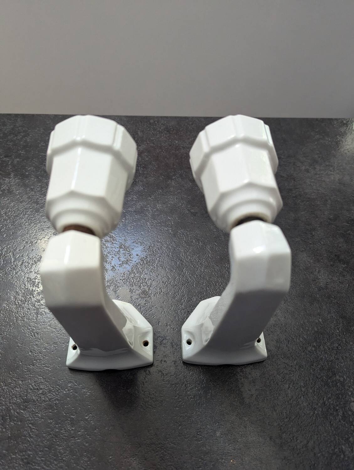 Lot of two porcelain wall lights 1930 Art Deco bathroom