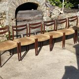 Lot of 6 vintage Scandinavian chairs from the 1950s in rosewood.