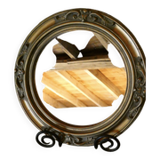 Round golden mirror