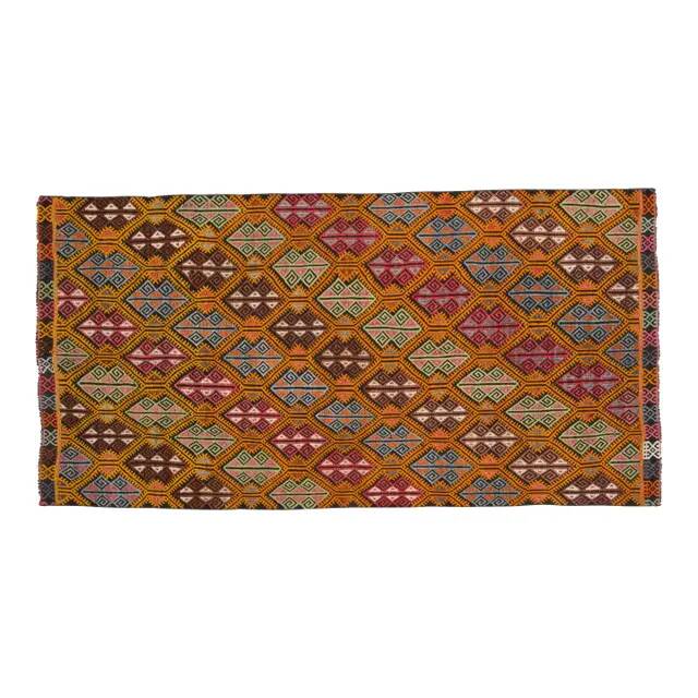Tapis vintage turc Oushak fait main en laine et coton, années 1970