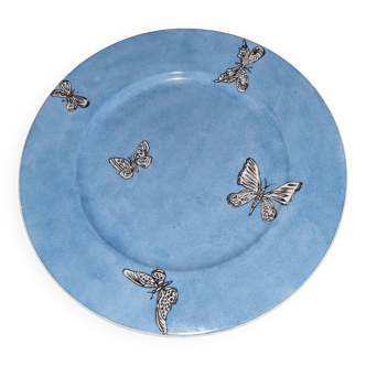 Assiette porcelaine peinte à la main motif Papillons