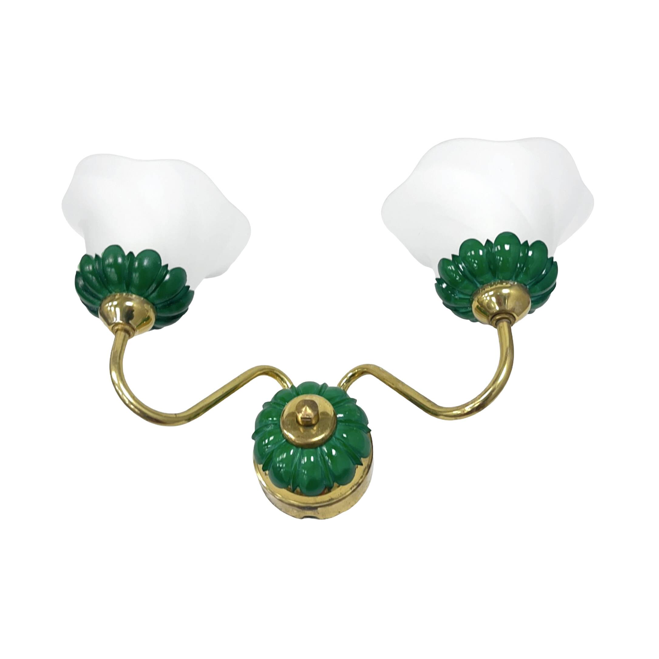 Preciosa double wall lamp | czechoslovakia 1980s | malachite glass | brass