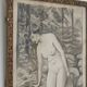 Fusain Femme nue estampe encadrée