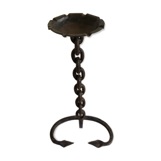 Wrought iron ashtray on its chain and anchor foot