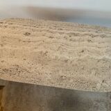 Travertine and wood coffee table from the 60s-70s
