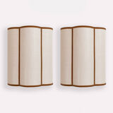 Pair of cream jute wall sconces and bronze velvet