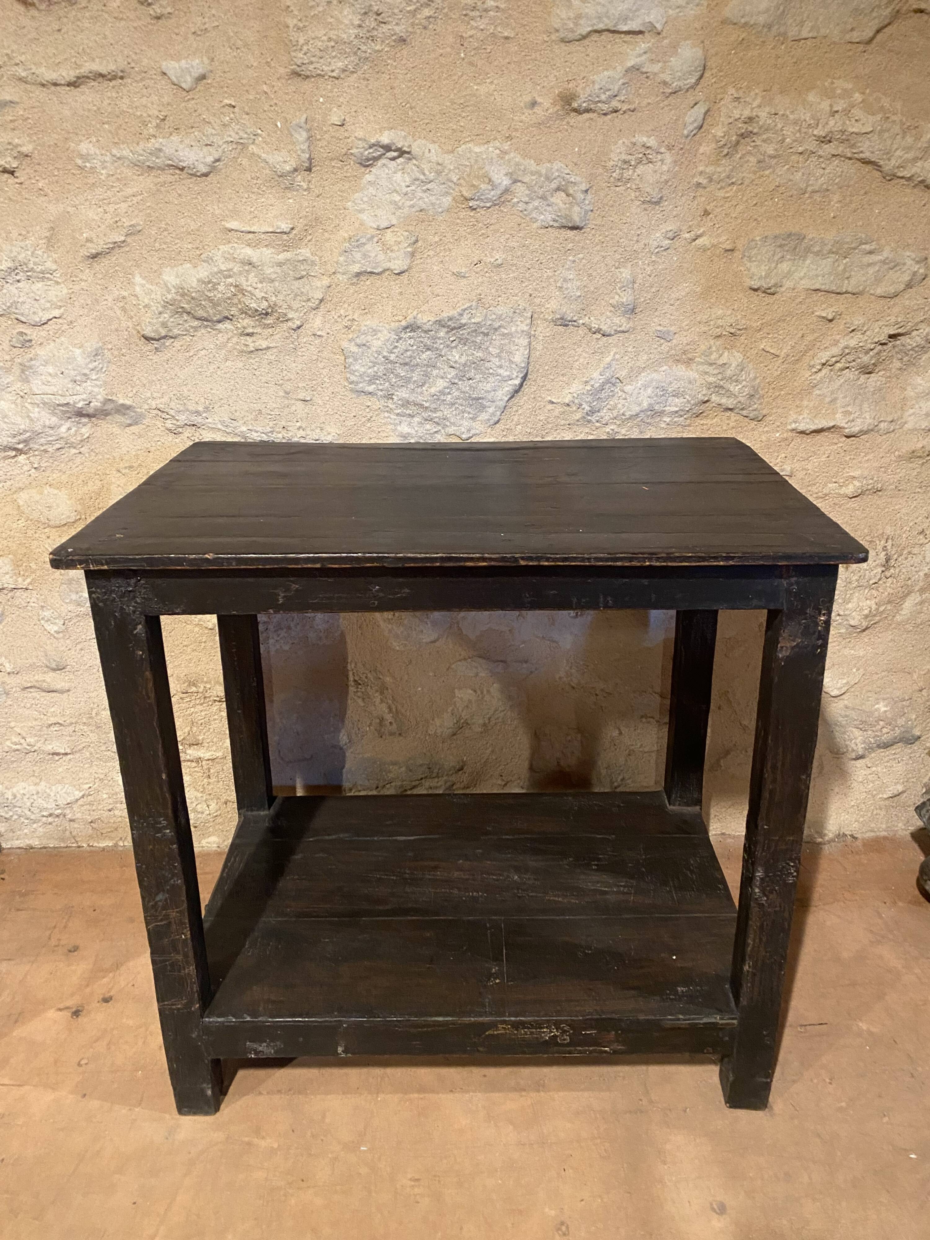 Console en teck laqué noire