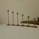 Set of 6 Scandinavian brass candle holders from the 1960s.