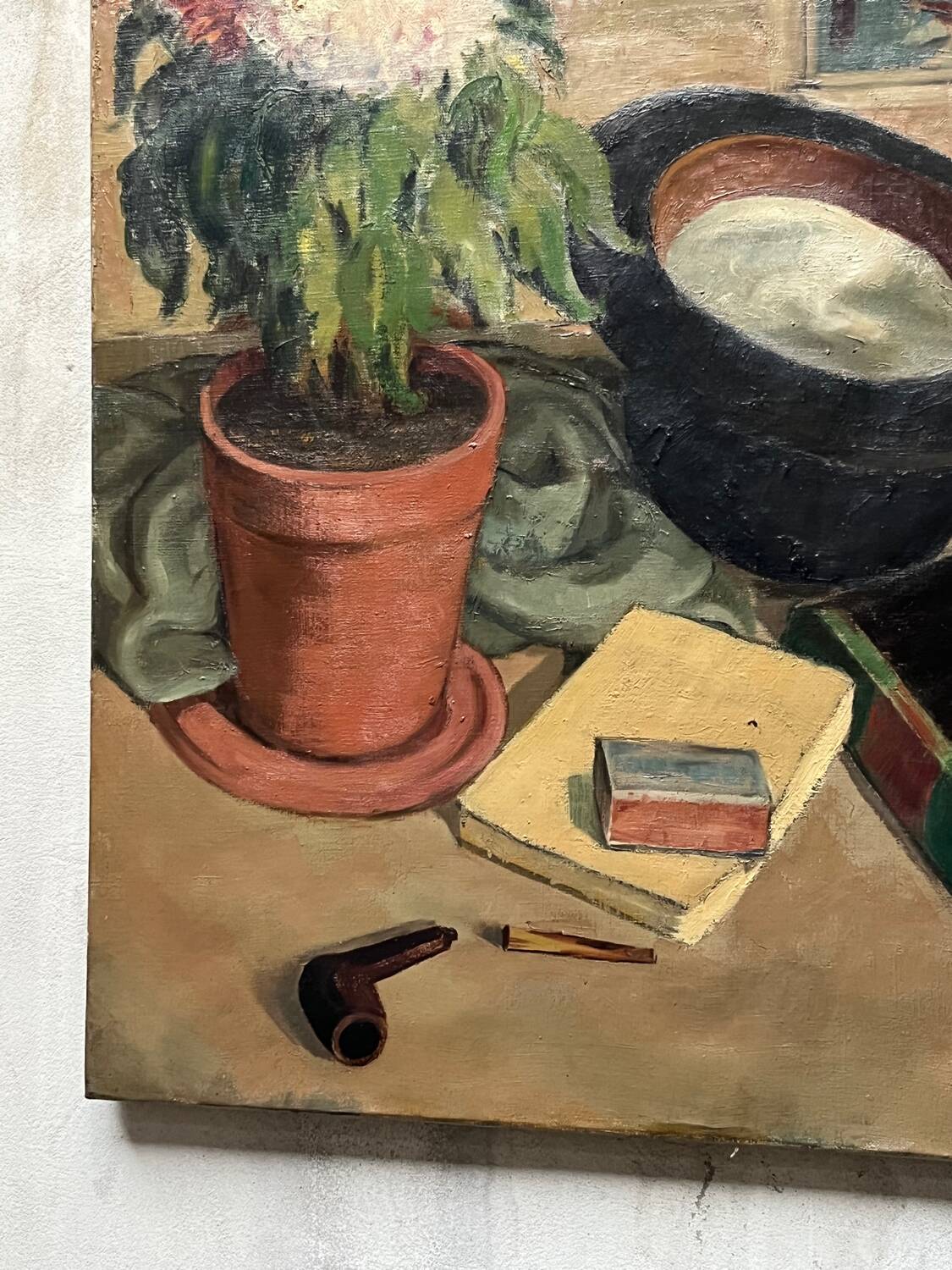 Vintage oil painting on canvas "still life with Japanese print"