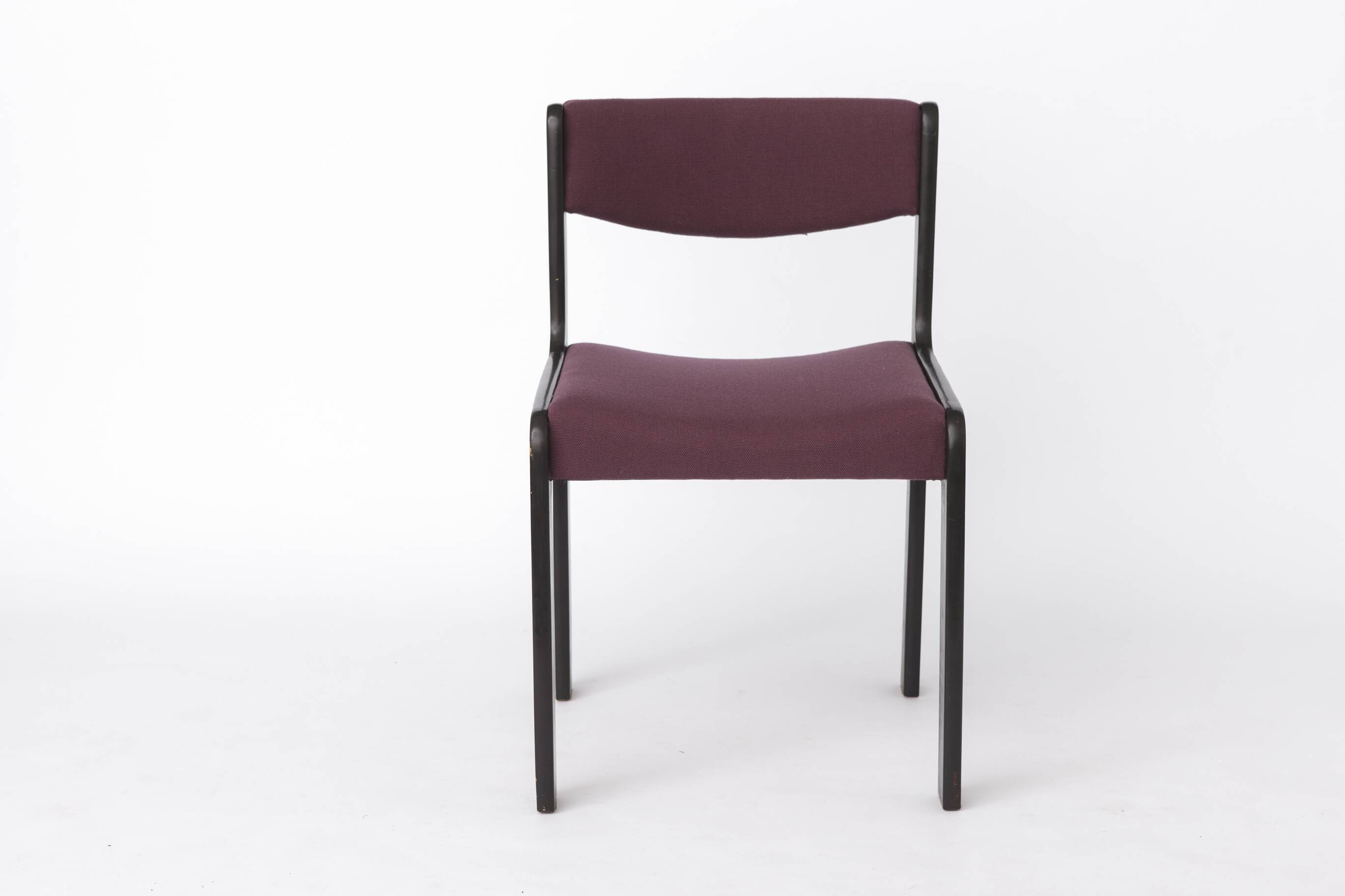 1 of 6 Vintage German Dining Chair, 1950s–1960s, Black Beechwood, Pastel