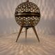 1950s French Saturn Table Lamp in Pierced Aluminum and Brass