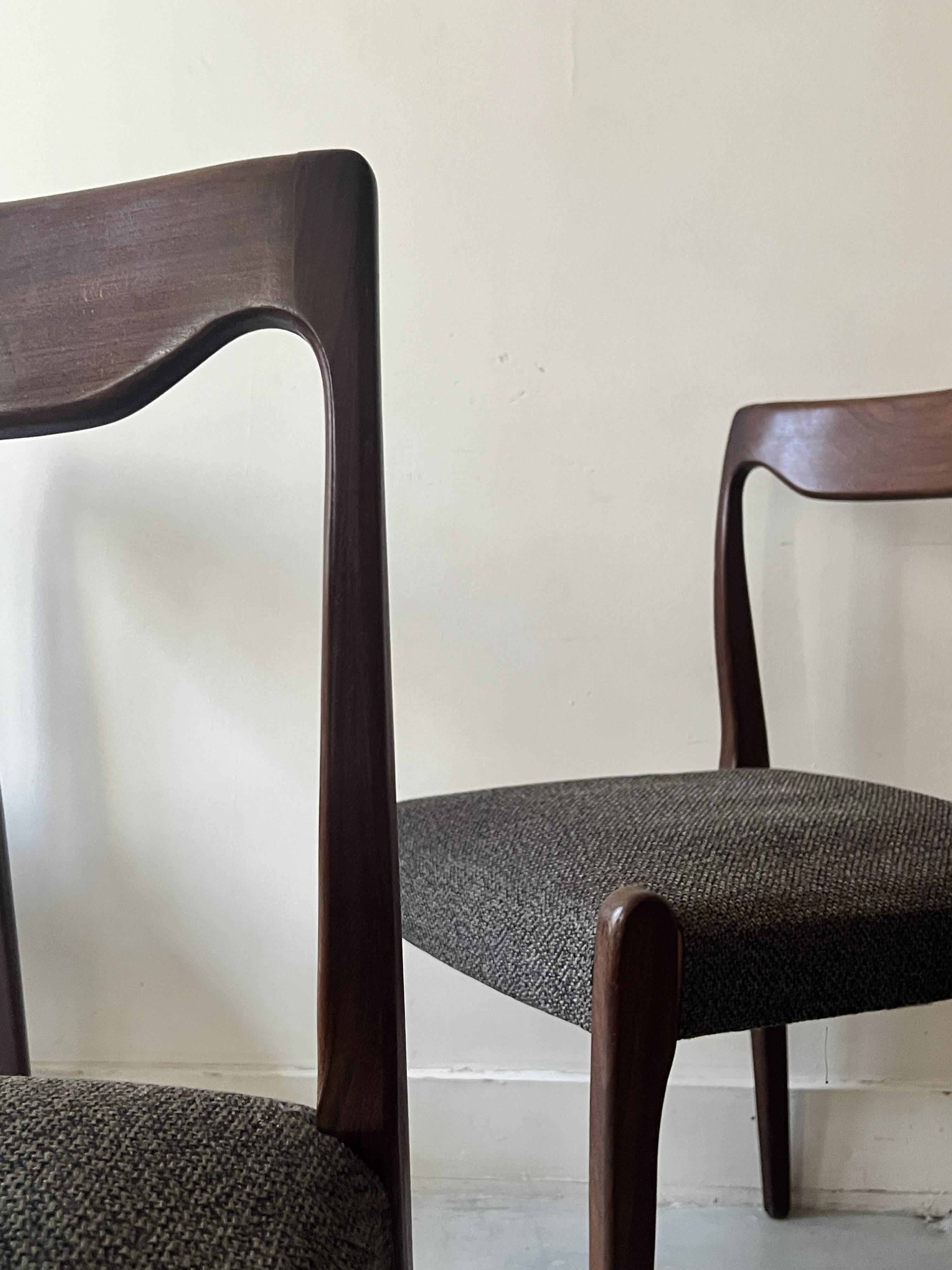 Set of 4 Scandinavian teak chairs by Niels Otto Moller, Denmark 1950.