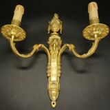 Pair of large sconces, ram's head, Louis XVI style, 19th century - gilded bronze