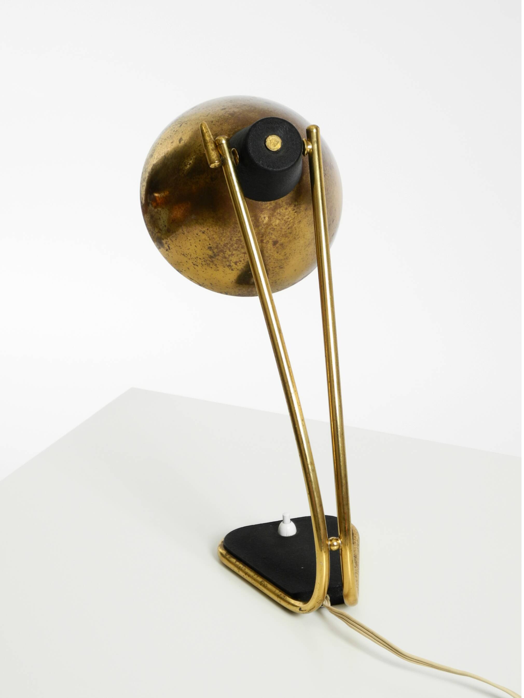 Rare large Mid Century Modern brass table lamp with beautiful patina