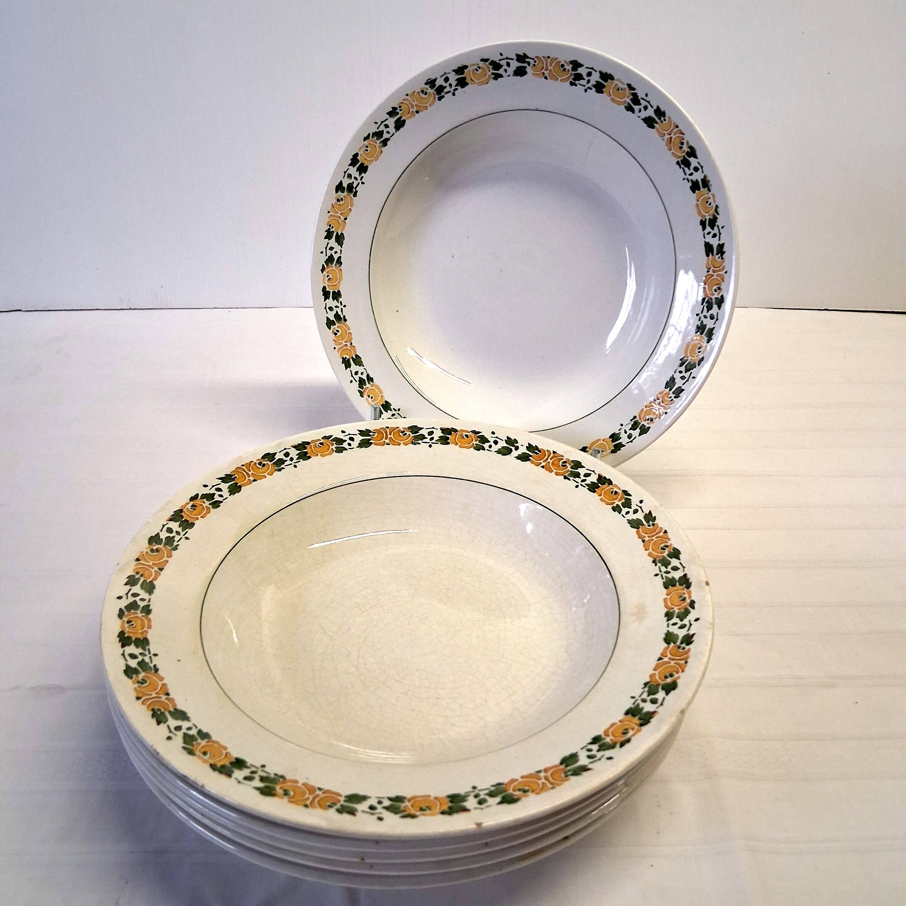 6 antique Villeroy & Boch soup plates in good condition