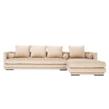 Canapé d’angle kopenhaga beige velour, design scandinave