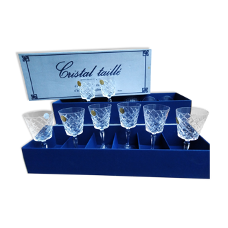 12 glasses of crystal water wine, Antibes model, hand-cut, 18 cl