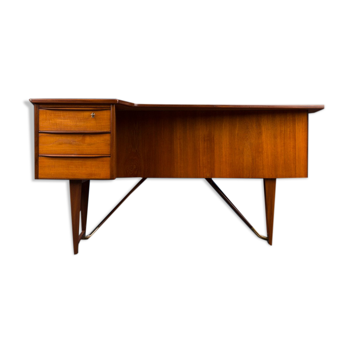 Bureau vintage scandinave danois en teck Boomerang, Peter Løvig Nielsen, 1950
