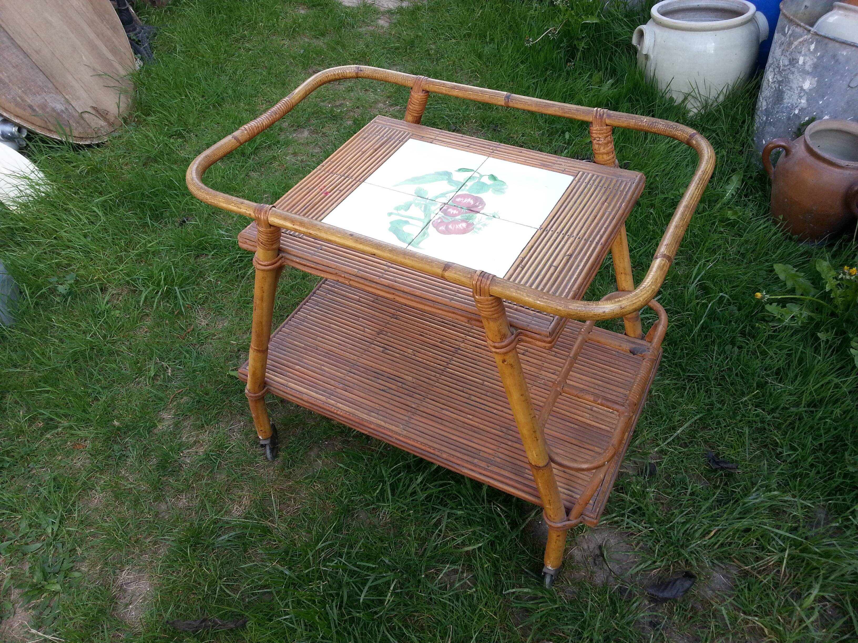 Service or bar rolling vintage 1960/70 bamboo