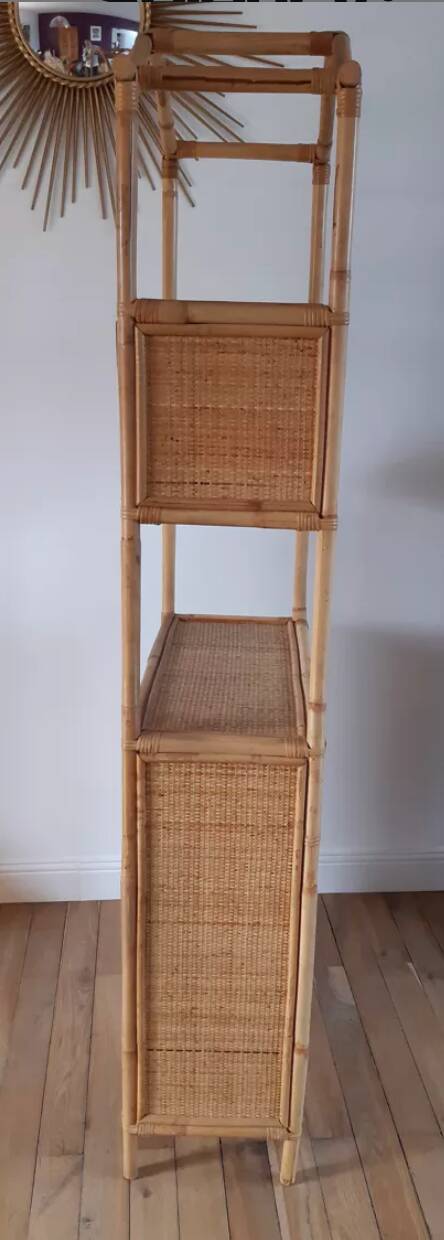 Rattan stand shelf and canning 50s