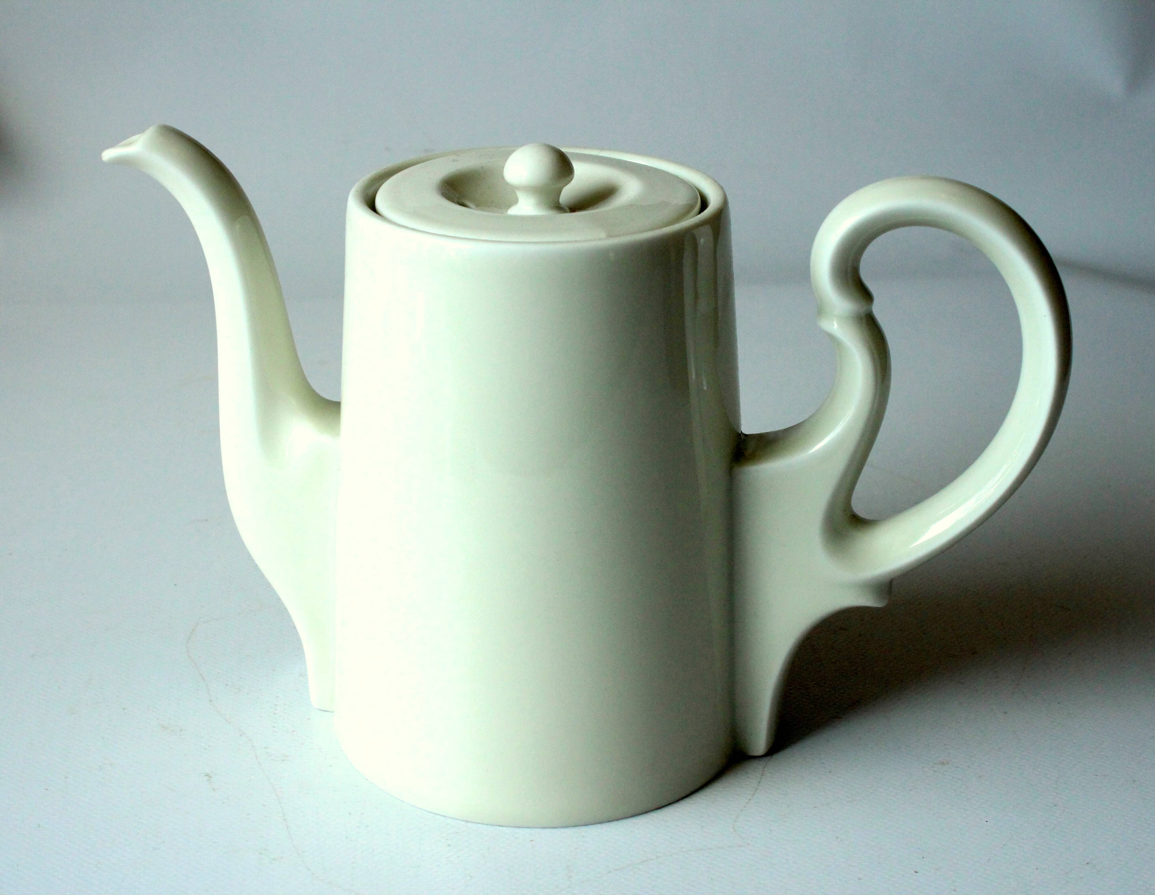 Cafetière en porcelaine HKE avec capot chauffant en métal argenté - Vintage