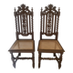 Pair of 2 Henri II neo-renaissance carved lion head chairs