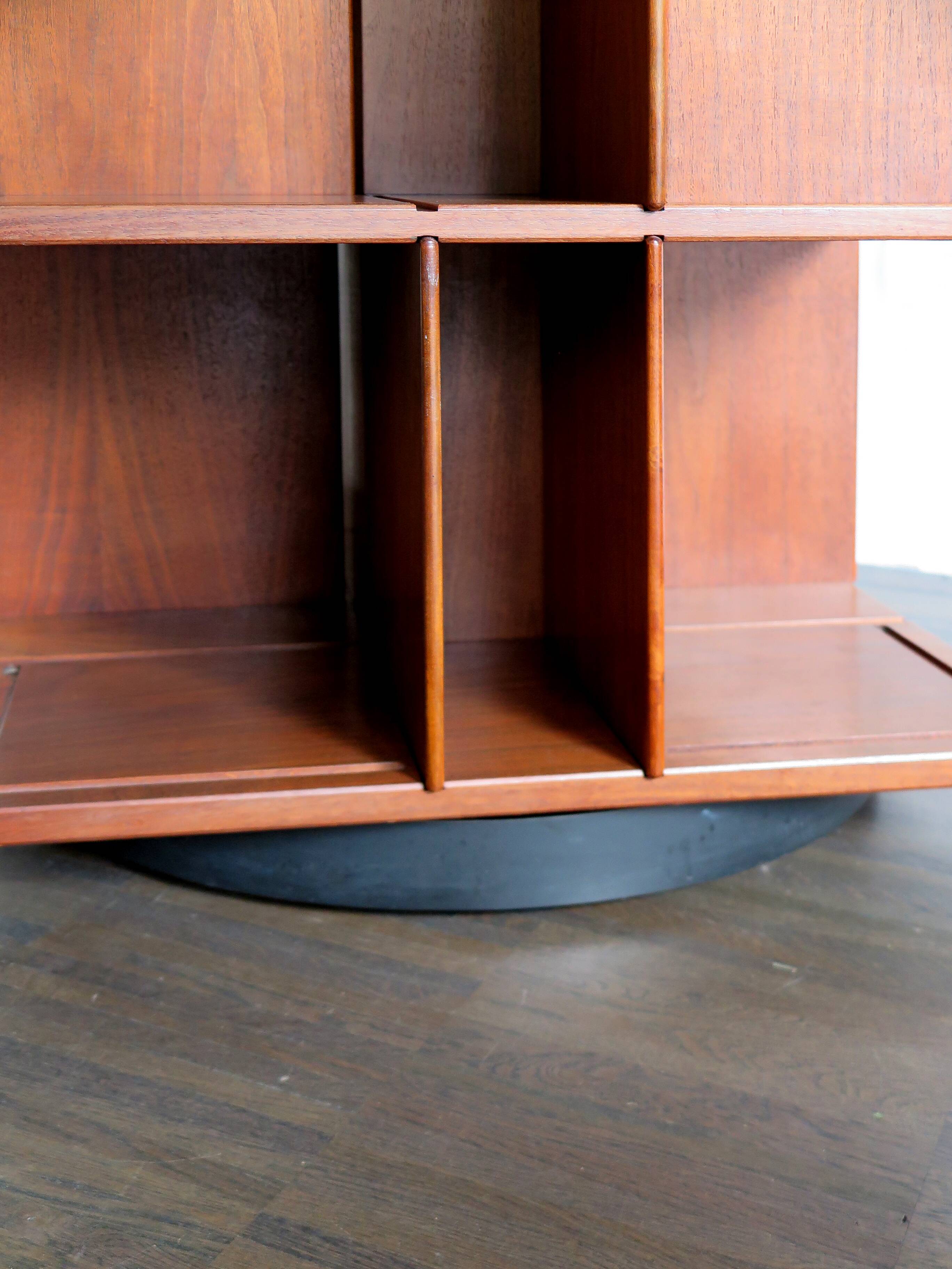 Gianfranco Frattini for Bernini italian wood leather swivel bookcase 1960s