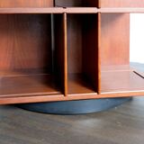 Gianfranco Frattini for Bernini italian wood leather swivel bookcase 1960s