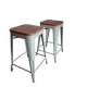Paire de tabourets métal bois