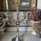 Vintage Orbisa 5-branch chandelier in silver-plated metal, Alpaca base.