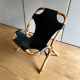 Bamboo and leather sling chair